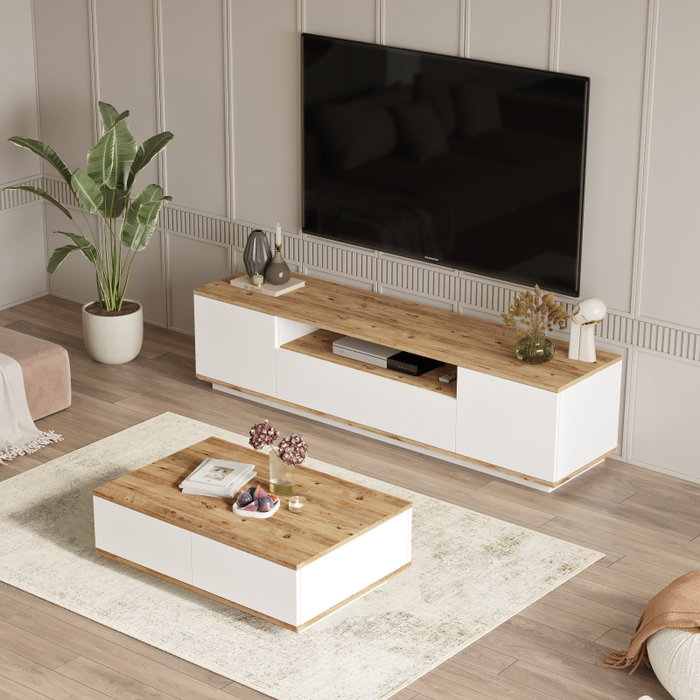 Hanah Home Conjunto de Muebles de Salón Fr17-Aw Pino Atlántico y Blanco